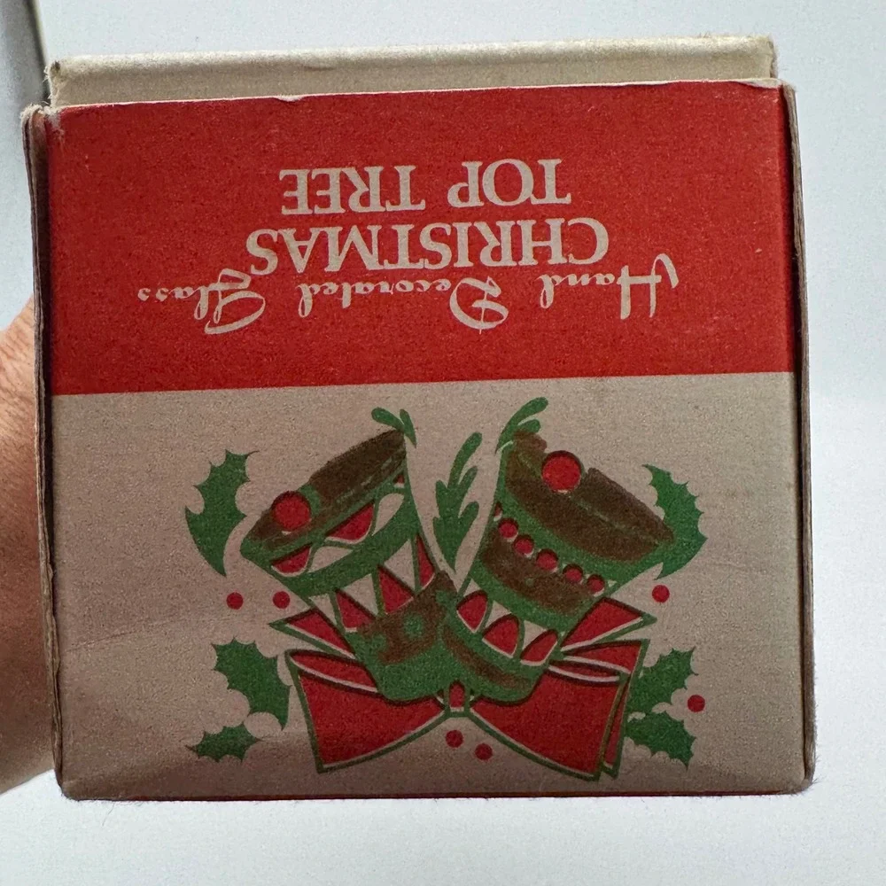 Vintage Commodore Glass Christmas Tree Topper Pink Triple Indent Romania  7220